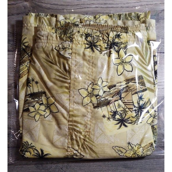 Sand N Sun Lined Swim Suit Board Shorts Mens XL Up to 48" Waist Yellow Tropical - Picture 10 of 10